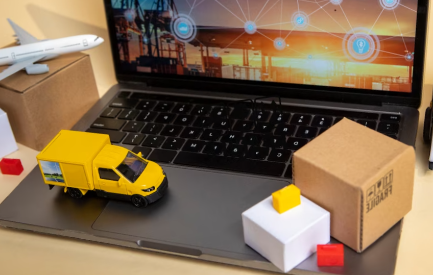Vehicles on laptop supply chain representation